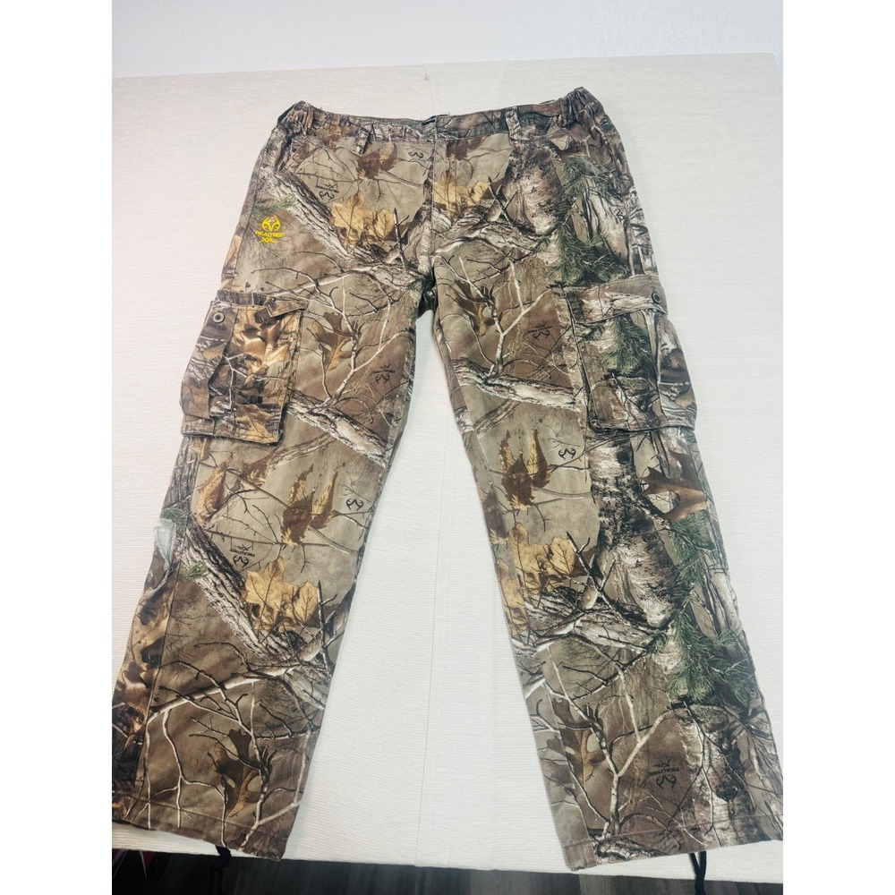 Realtree Xtra Camo Cargo Pants Mens XL 40-42 Brown Tree Print Hunting Trousers